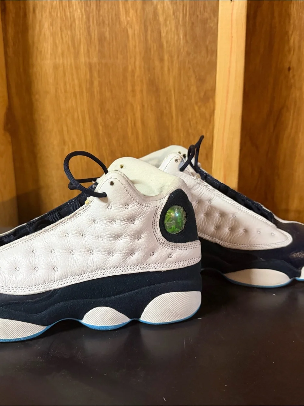 Jordan Kids Sneakers White and Black with Green Hologram
